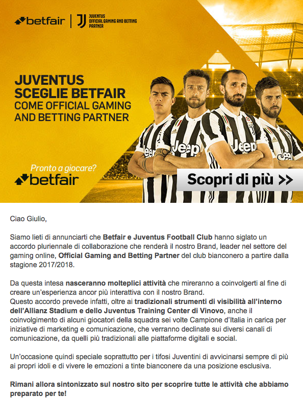 Juventus sceglie Betfair come Betting Partner 4