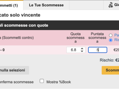 Ragionare da bookmaker: bancare un risultato con l'exchange 3