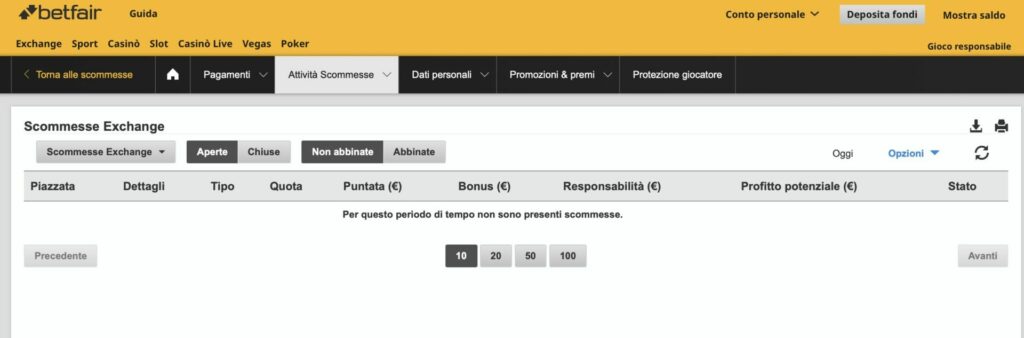 Come monitorare l'andamento della propria cassa su Betfair Exchange 1