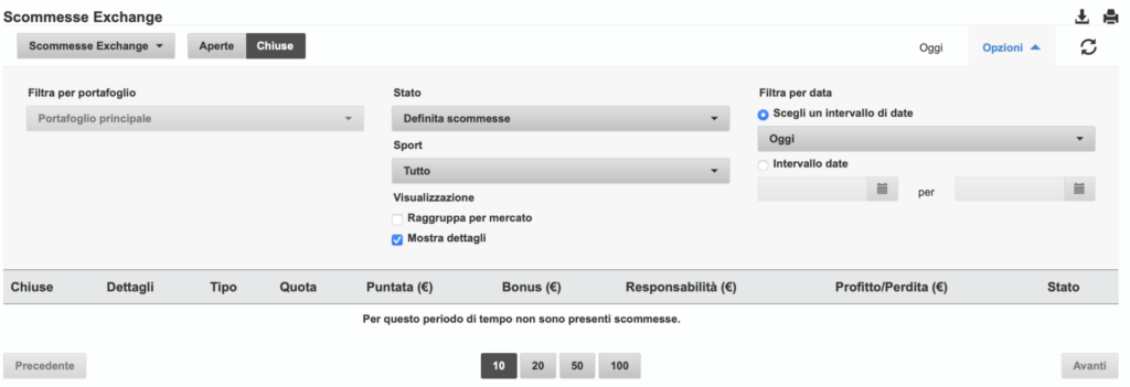 Come monitorare l'andamento della propria cassa su Betfair Exchange 2