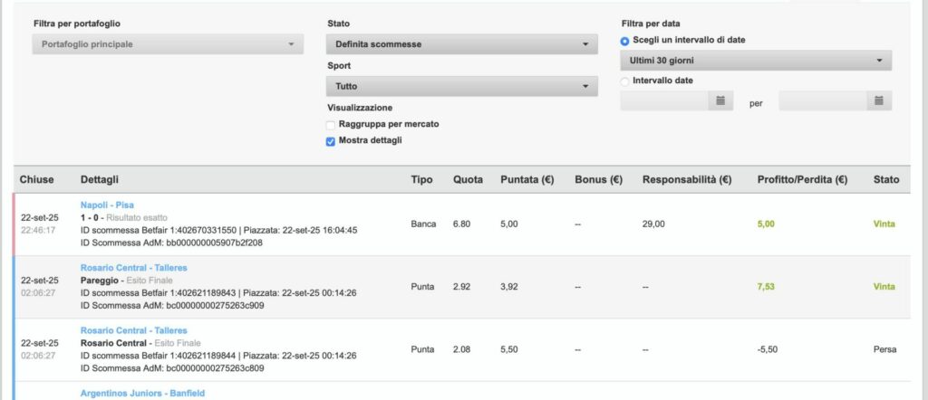 Come monitorare l'andamento della propria cassa su Betfair Exchange 3