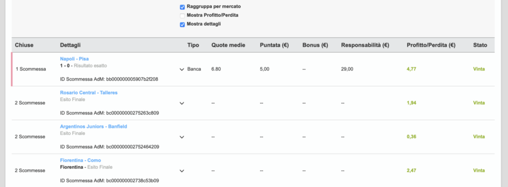 Come monitorare l'andamento della propria cassa su Betfair Exchange 4
