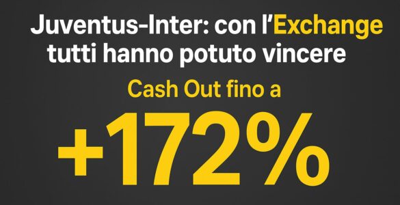 Juventus-Inter: con l'Exchange tutti hanno potuto vincere. Cash Out fino a +172% 5