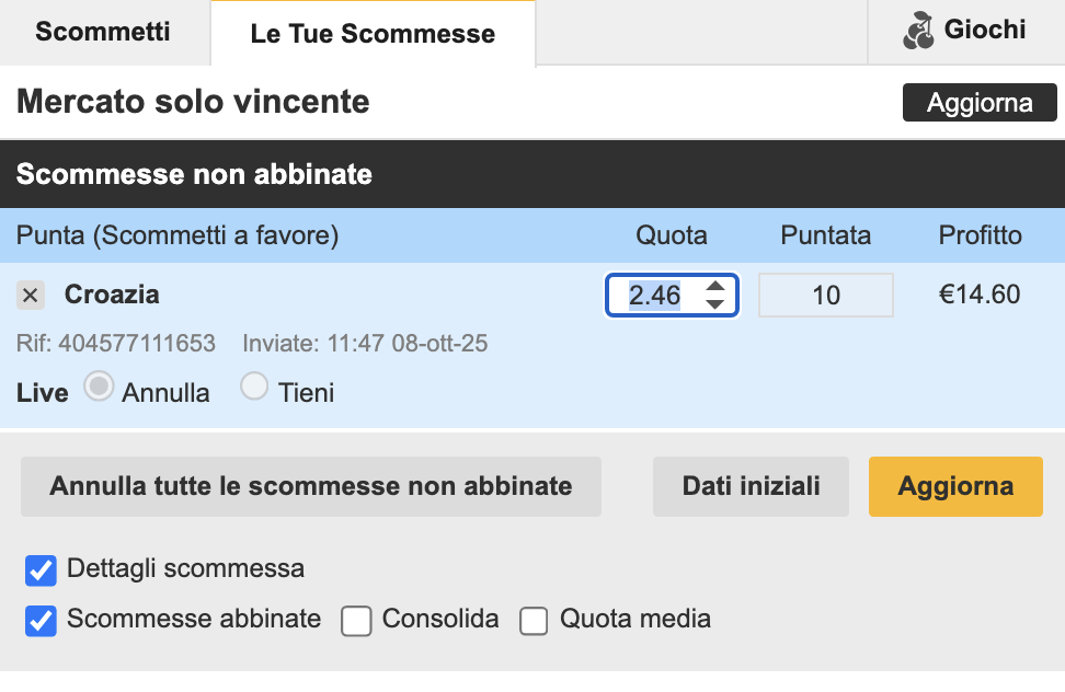 Come modificare una quota per garantire l'abbinamento nell'exchange 4 Come modificare una quota per garantire l'abbinamento nell'exchange 4