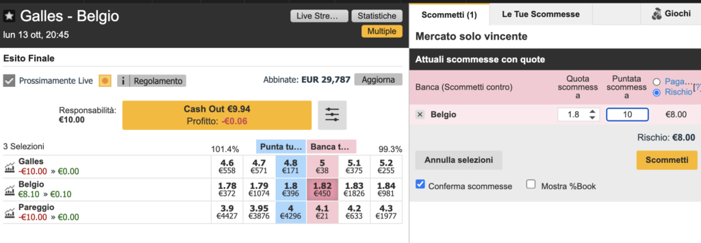 Subito dopo aver aperto la scommessa è normale un Cash Out negativo 3