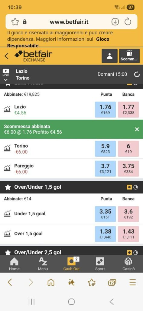 Come effettuare un dutching exchange su mobile 1 Come effettuare un dutching exchange su mobile 1