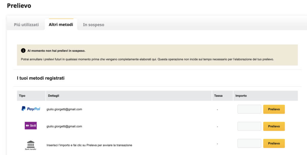 Qual è il modo più veloce per prelevare su Betfair? E quali sono i tempi? 1