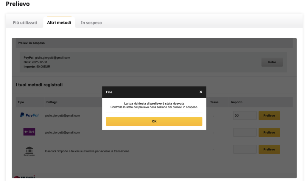 Qual è il modo più veloce per prelevare su Betfair? E quali sono i tempi? 2